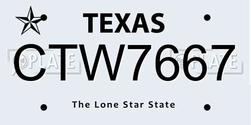 CTW7667 Texas License Plate