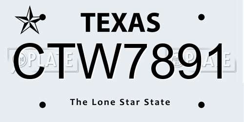 CTW7891 Texas License Plate