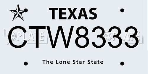 CTW8333 Texas License Plate