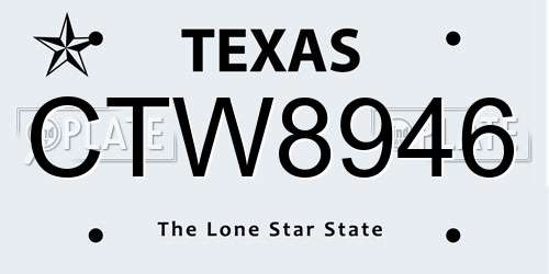 CTW8946 Texas License Plate