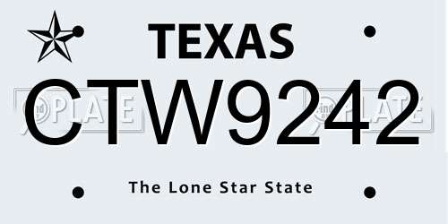 CTW9242 Texas License Plate