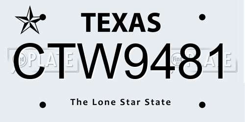 CTW9481 Texas License Plate
