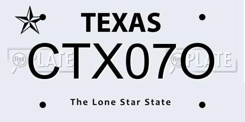 CTX07O Texas License Plate