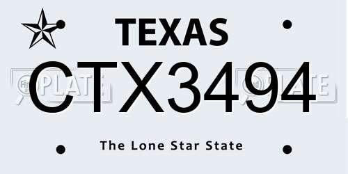 CTX3494 Texas License Plate