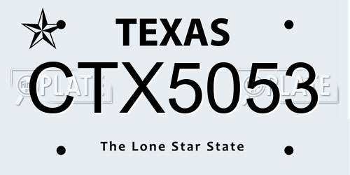 CTX5053 Texas License Plate