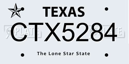 CTX5284 Texas License Plate