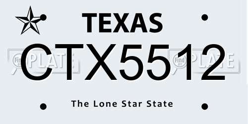 CTX5512 Texas License Plate