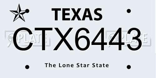 CTX6443 Texas License Plate