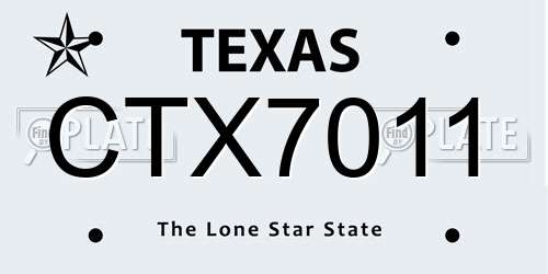 CTX7011 Texas License Plate