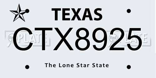 CTX8925 Texas License Plate