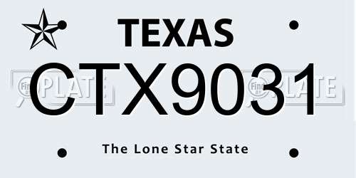 CTX9031 Texas License Plate