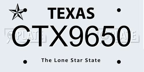 CTX9650 Texas License Plate