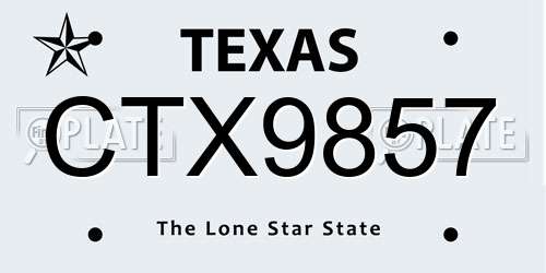 CTX9857 Texas License Plate