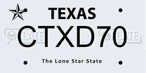 CTXD70 Texas License Plate