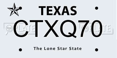 CTXQ70 Texas License Plate