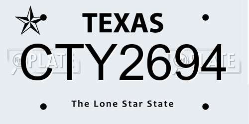 CTY2694 Texas License Plate