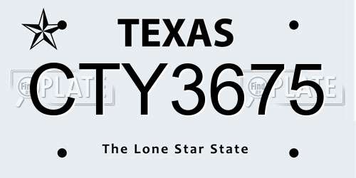 CTY3675 Texas License Plate