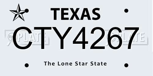 CTY4267 Texas License Plate