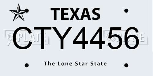 CTY4456 Texas License Plate