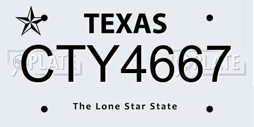 CTY4667 Texas License Plate