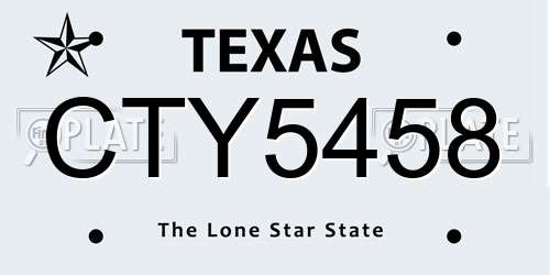 CTY5458 Texas License Plate