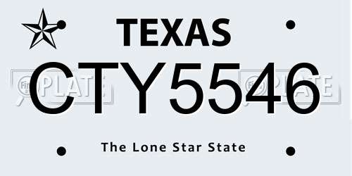 CTY5546 Texas License Plate