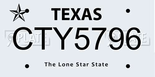 CTY5796 Texas License Plate