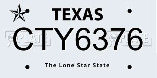 CTY6376 Texas License Plate