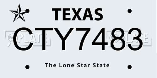CTY7483 Texas License Plate