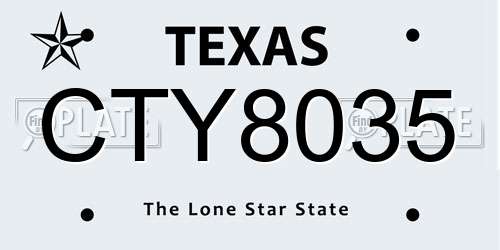 CTY8035 Texas License Plate