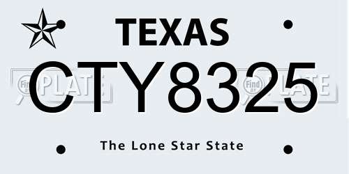 CTY8325 Texas License Plate