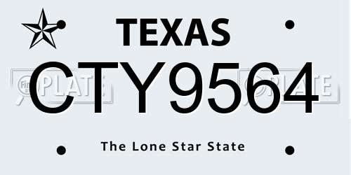 CTY9564 Texas License Plate