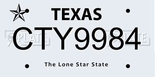 CTY9984 Texas License Plate