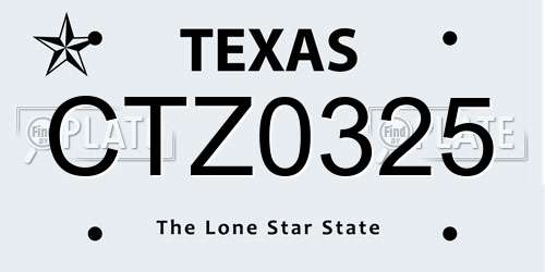 CTZ0325 Texas License Plate