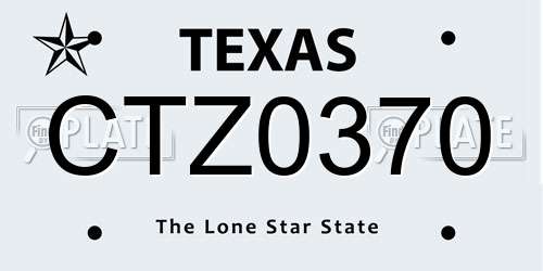 CTZ0370 Texas License Plate