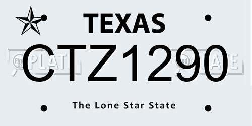 CTZ1290 Texas License Plate