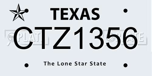CTZ1356 Texas License Plate