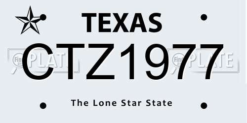 CTZ1977 Texas License Plate