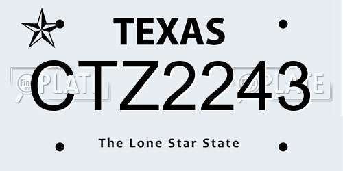 CTZ2243 Texas License Plate