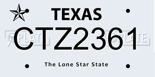 CTZ2361 Texas License Plate