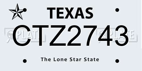 CTZ2743 Texas License Plate