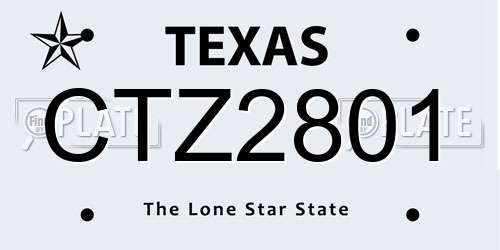 CTZ2801 Texas License Plate