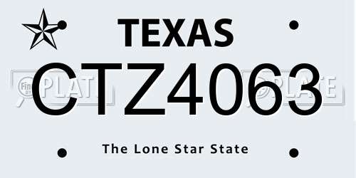 CTZ4063 Texas License Plate