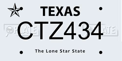 CTZ434 Texas License Plate