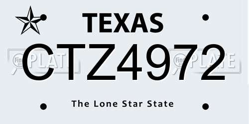 CTZ4972 Texas License Plate