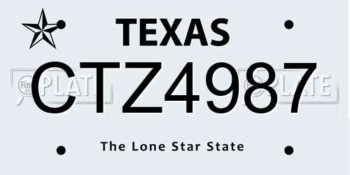 CTZ4987 Texas License Plate