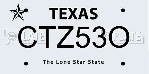CTZ53O Texas License Plate