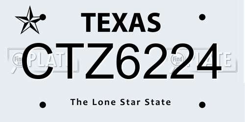 CTZ6224 Texas License Plate