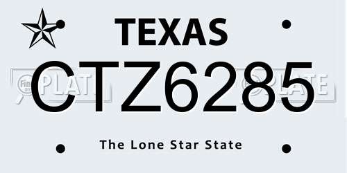 CTZ6285 Texas License Plate