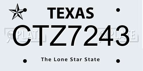 CTZ7243 Texas License Plate